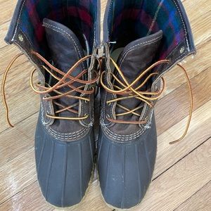 *Limited Edition Mens LL Bean Boots Dark Brown Leather Flannel Thinsulate